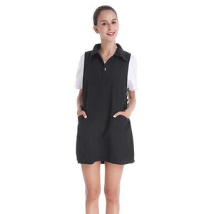 Friseur Schürze Friseur Wrap Kleid Salon Haarschnitt Schürze mit Taschen Styling Cape Frauen Küche Pinafore Kochzubehör 210622