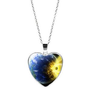 Glass Cabochon Heart Pendant Halsband Universe Star Moon Necklace Women Kids Fashion Jewelry Gift Will and Sandy