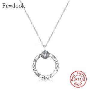 Real 925 Sterling Silver O Pendant Bead Necklace Link Chain For Women Chokers Trinket Colares Fine Joyas Valentine Gifts 2021 Q0531