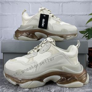 2021 Män Kvinnor Casual Skor Rensa Sula Triple S Trendy Mesh Chunky Sneakers Platform Rose Gold Triple S 3.0 Pappa Sko Attraktiva stilar