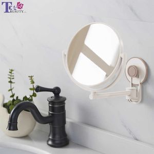 Mirror Double Sided Bathroom Wall Hanging Suction Cup 360 Degree Rotating Round Vanity Mirrors Folding Adjustable 2X Magnifying SH190925