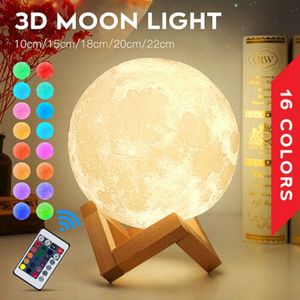 3D LED Night Magical Moon Lights USB Moonlight Desk Lamp Touch Sensor Change Rechargeable Dimmable Colors Stepless for Home Xmas Decoration