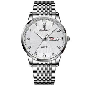 POEDAGAR Brand Atmosphere Quartz Mens Watch Luminous Function Date Window Watches Business Man Wristwatches