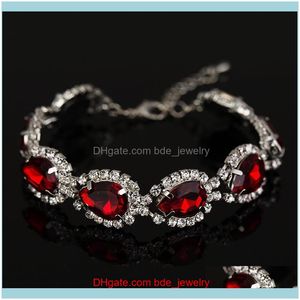 Link, Bracelets Jewelrylink, Chain Beautiful Bracelet For Women Red Austrian Crystal Fashion Heart Wholesale Drop Delivery 2021 Yhsxk