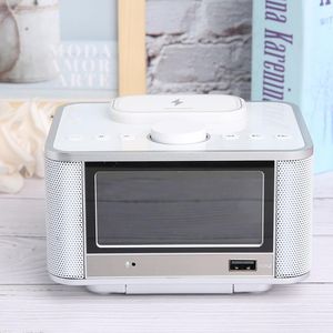 Inne zegary Akcesoria Kompatybilny zespół Bluetooth Głośnik Gracz Radio Bezprzewodowe ładowanie LED Digital Display Alarm Clock US Plug 110-240V