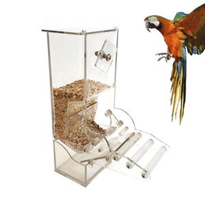 Acrylic Parrot Foderfall Automatisk fågelmatare Box Parrot Burtillbehör