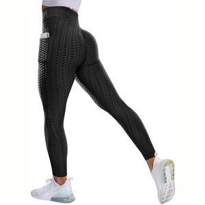 Jianweili push up leggings mulher bolsos laterais fitness anti celulite femme ginásio estiramento calças respirável 211215