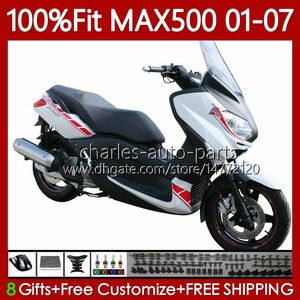 Injection Fairings For YAMAHA TMAX500 T-MAX500 MAX-500 TMAX-500 T MAX500 01 02 03 04 05 06 07 109No.44 TMAX White red new MAX 500 XP500 2001 2002 2003 2004 2005 2006 2007 Kit