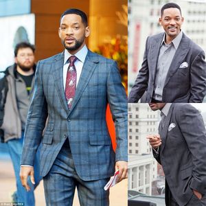 Zweiteilige Business Casual Plaid Einreiher Herrenanzüge Slim Fit Bräutigam Party Mantel Maßgeschneiderte Freizeitkleidung für die Arbeit