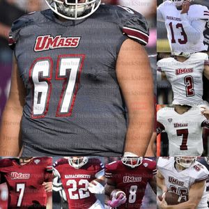 Maglie personalizzate UMass Massachusetts College Football Randall West Andrew Brito Victor Cruz Bilal Ally Zak Simon Sadiq Palmer Roberson Isabella