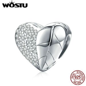 Wostu 925 Sterling Kärleksfulla Naturpärlor Passa Pandora Charm Original Armband Hängsmycke för Kvinnor Autentiska Smycken Gör present Q0531