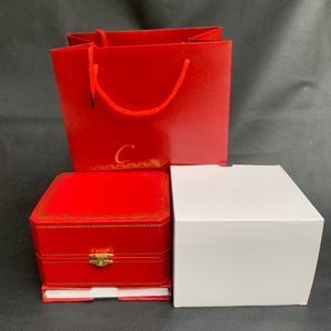 Czerwone pudełka zegarek Nowe kwadratowe oryginalne zegarki pudełko Whit Book Card i papiery w języku angielskim pełne set239i