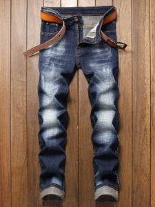 Blue Embroidered Men's Jeans Summer Street Slim Denim Pants Pantalones Para Hombre Vaqueros