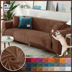 Brown Corner Cover Soffa Chaise Lounge Anti Cat Scratch för vardagsrum Velvet Elastic Couch S 211207