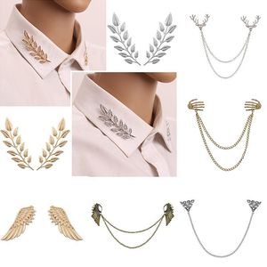 1 para Delikatne drzewo liść broszki szpilki dla kobiet Mężczyźni Vintage Elk Wings Palm Crystal Jean Shirts Garnitury Lapel Pin Retro Broche