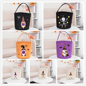 Halloween Party Candy Basket Spindlar Pumpa Bucket Toy Tote Bag Trick eller Behandla Storage Sacks Presentväskor för vän