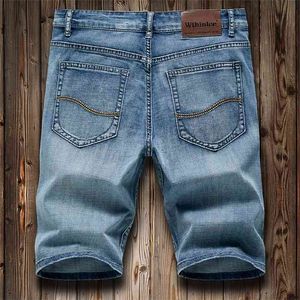 Summer Men'S Stretch Denim Shorts Business Fashion Loose Straight Casual Jeans Male Classic Slim Brand Five-Point Pants 210723
