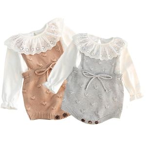 Malha Bodysuit outono infantil recém-nascido meninas de lã malha macacão para meninos jumpsuit toddler roupas de bebê macacão 210309