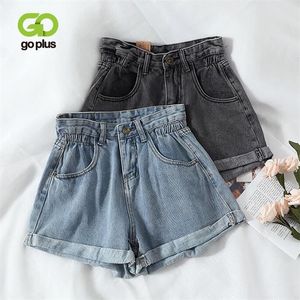 Verão Mulheres Denim Shorts Alta Cintura Elástica Shorts Streetwear Curto Feminino Espodenki Damskie Pantalones Cortos Mujer 210306