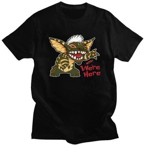 Camisetas para hombres Estamos aquí Gremlins T Shirt para hombres Algodón Tshirt Ocio Tees Camisetas de manga corta Monstruo Monster Stripe Ropa equipada Merch