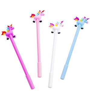 2021 Style Creative Cute Cartoon Unicorn Light Pen LED Lights Silica Head Gel Pen mm Office School Supplies Stationery Student Gift