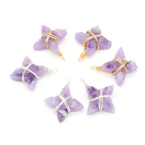 Charms Natural Stone Pendant Amethyst Winding Line Irregularity Shape For Jewelry Making DIY Necklace Bracelet Accessories