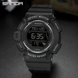 SANDA Luminous Men Sport Watch High-end Rubber Strap Military Wrist Watch LED Calendar Waterproof Digital Watch Reloj de hombre G1022