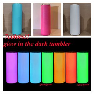sublimering DIY STRAIGHT tumblers 20oz glow in the dark tumbler med självlysande färg Luminescent magisk skinny cup