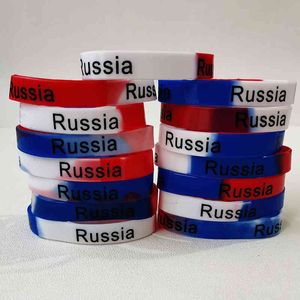 50PCS Ganze Lot Russland Brief Drucken Silikon Armbänder Sport Gummiband Fitness Armband Nationalen Flagge Souvenir Männer Frauen