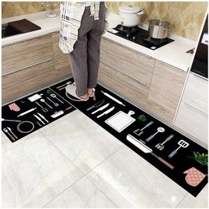 Long Kitchen Mat Cartoon Anti-Slip Entré Dörrmat Bad Absorberande Golvyta Mattor Hall Bedroom Vardagsrum Matta Heminredning 211109