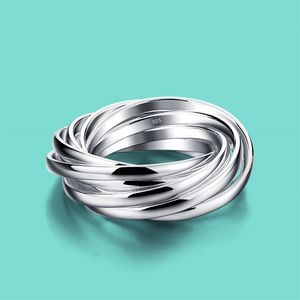 Kvinna 925 Sterling Silver Ring Special 9 Loop Design Bröllop Kvinnors Original Smycken Anniversary Gift 211217