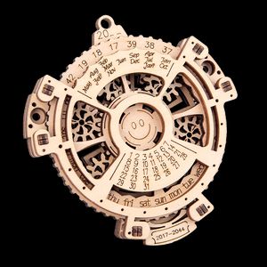 Creative Unique Perpetual Calendar 3D Puzzle Träleksaker Mekanisk växellåda Carving Laser Gravering