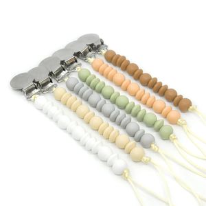 Silicone Abacus Rotondo Dentizione Perline Portaciuccio Clip in acciaio inossidabile senza piombo Clip per manichino in silicone per uso alimentare per neonato