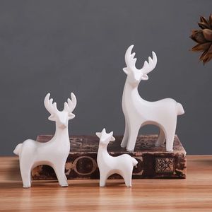 Wholesale ceramic animal decor resale online - Ceramic Couple Deer Ornament Tea Pet Nordic Minimalist Office Table Animal Figurine Home Living Room Wine Cabinet Decor Craft