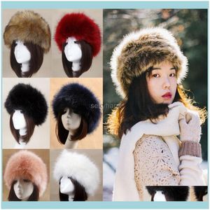 Beanie/Skl Caps Hats, Scarves & Gloves Fashion Aessories Adt Unisex Winter Fluffy Thick Faux Fur Hat Warm Ear Warmer Snow Ski Hats Cap Drop