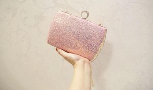 2022 New Fashion Pink Sequined Scrub Clutch Kvinnors kvällspåse Kopplingar Guld Bröllop Purse Kvinna Handväska 08