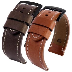 Assista Bands WatchBand Leather genuíno para 1853 T116.617 Strap homens originais Acessórios de pulso grossos marrom cinza preto 22mm 22mm