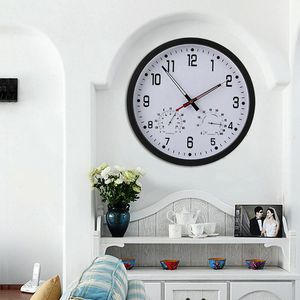 Wall Clocks Home Clock Modern Office Round Vintage Temperature & Humidity Decoration