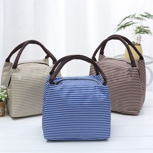 Stripe Lunch Insulation Bag Oxford Cloth Multicolor Thermal Cooler Bags Waterproof Handbag Breakfast Box Portable Picnic Travel Food 5030 Q2