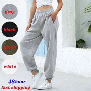 Senhoras Sweatpants Baggy Bunghers Mulheres Cinzentas Calças Esportes Primavera Pérola Suor Swead Calças Oversized Streetwear Calças de cintura alta 20118