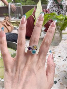3 cores redondo AAAAA Zircon dedo anel 925 esterlina festa de prata casamento anéis de banda para as mulheres prometem presente de jóias de aniversário