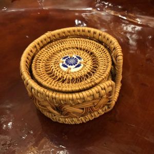 Mats Pads Rattan Woven Thermal Insulation Round Anti-Table Mat End Akito Western