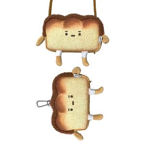 Cute Cartoon Personality Creative Student Girl Purse Messenger Casual Small Satchel Toast Bread Coin Purse With Strap