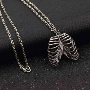 Mode Lychee Goth Punk Ribcage Chain Halsband Anatomi Bröstskelett Ben Rib Science Geek Pendant Gift G1206