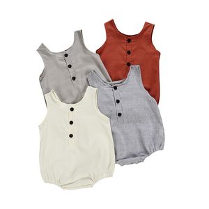 Pagliaccetto neonato estivo Neonata Vestiti per neonato Tuta in lino di cotone Abiti per bambini tuta senza maniche abbigliamento M3903