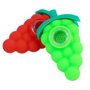 Tubi di uva a mano tubatura tabacco fumatori bruciatura bong silicone bongs bruciatori di cera con ciotola di vetro uso solido per erba secca