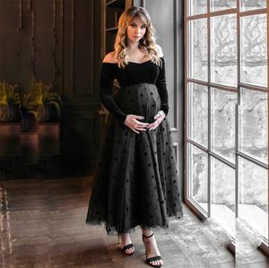 어깨가없는 출산 드레스 사진 소품 임신 한 여성을위한 섹시한 스타 맥시 가운 긴 임신 드레스 사진 촬영
