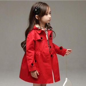 2022 Spring New listing Childrens Clothing Girl Coat Solid Color Medium-long Single Breasted Trench Baby Jacket Outerwear