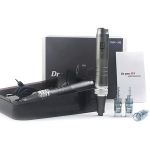 Electric Dermapen Auto Stamp Dr Pen M8 6 speed levels Rechargeable Wireless Microneedle Cartridge Tips Display LCD Skin Care Beauty Equipment