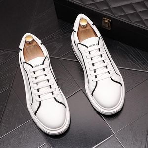 Luxury Italian Designer Bröllopsklänning Party Skor Mode Vit Andningsbar Låg Top Mäns Rund Toe Casual Sneaker Vår Höst Lace-Up Walking Flat Loafers